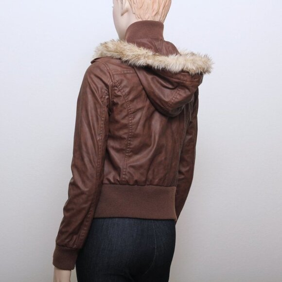 Ashley by 26 international Leather Jacket with Detachable Faux Fur Hood - Picture 8 of 14
